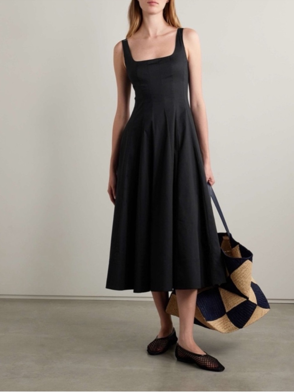 STAUD Wells Midi Dress in black size 12